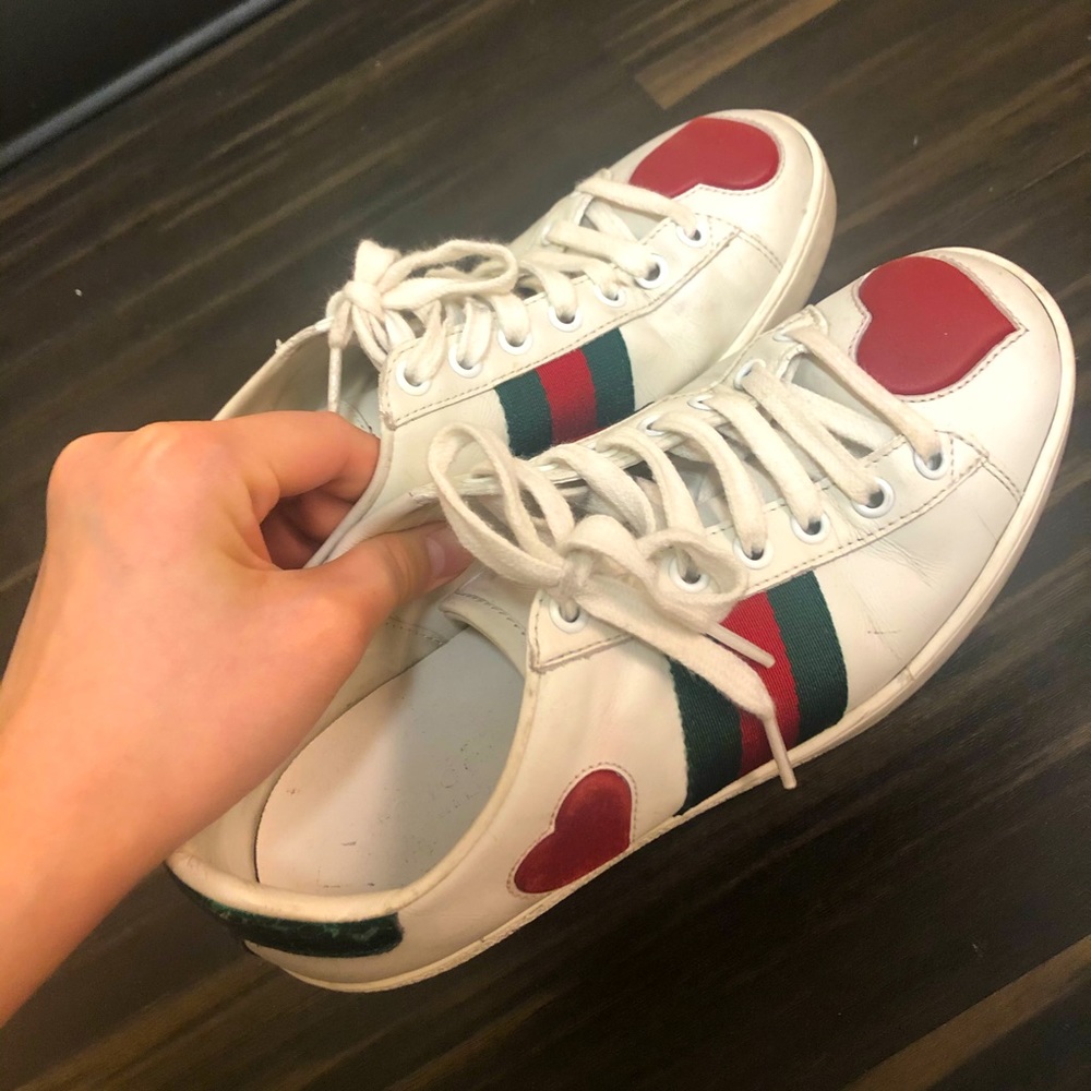 Gucci Ace Love Heart white sneakers